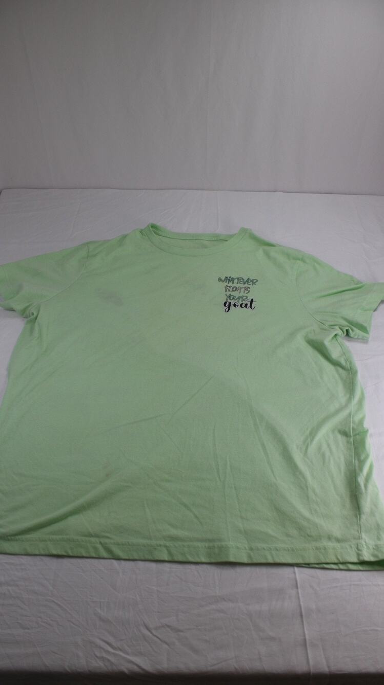 George Mens 2XL Whatever Floats Your Goat T Shirt Green Graphic Funny Goat Tee